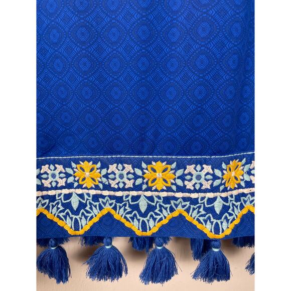 Cabana Life Royal Blues Embroidered Pom-Pom Off-The-Shoulder Dress Size Medium - Picture 5 of 13